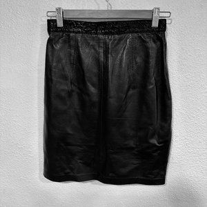 Vintage 80s Nora Ritti Black Soft Leather Pencil Skirt Made in USA Womens Size 8